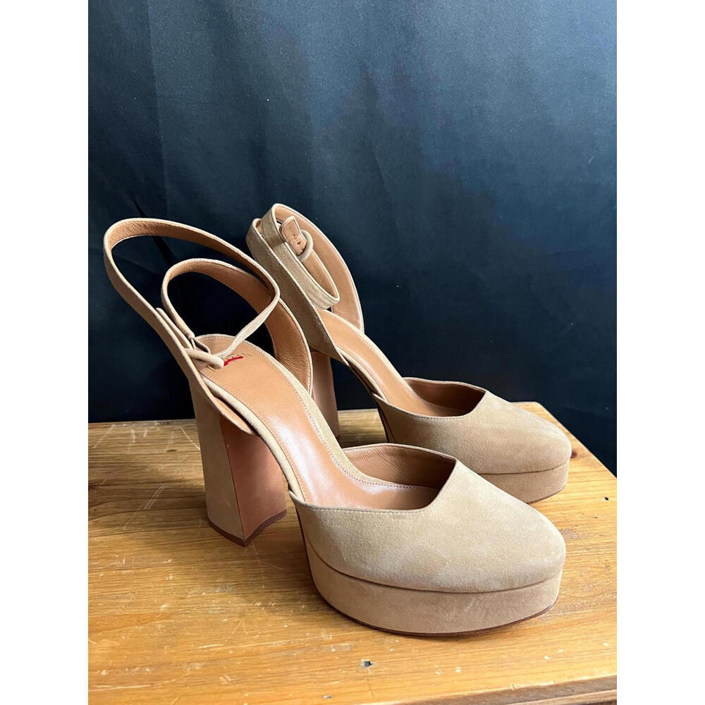 Alexandre Birman Vita BEIGE Suede 4.75" Platform Heel Sandals EUR 40/US 9.5 $695